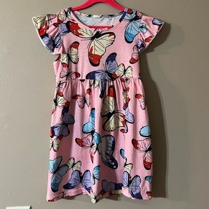 5/$7 💰Girls Pink Butterfly Dress with Ruffle Cap Sleeves - Size 6
